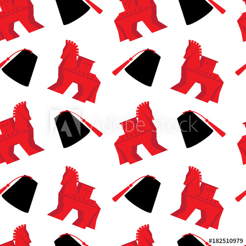 500x500 Seamless Pattern Turkish Historical Symbol Trojan Horse, Fez
