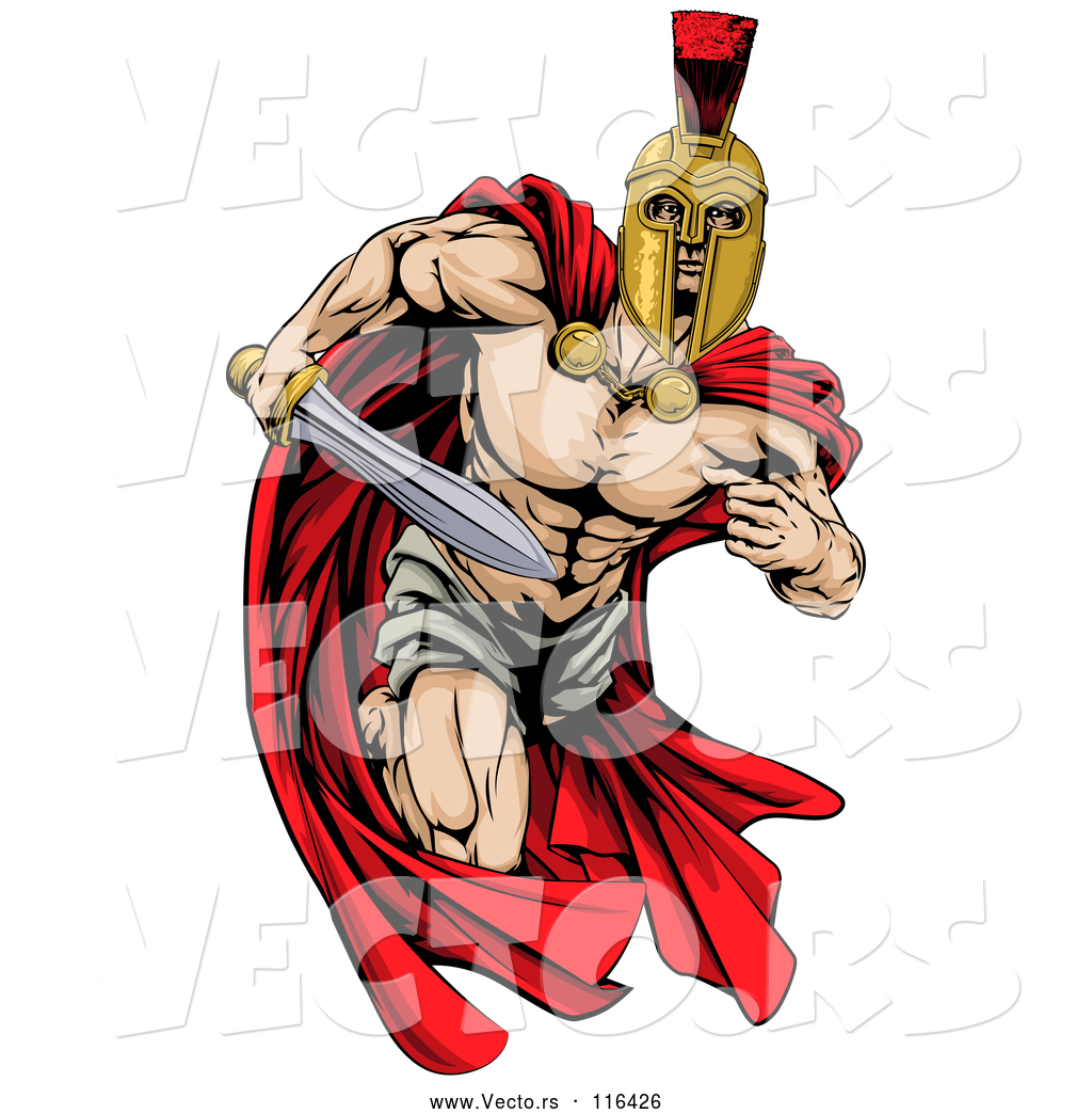 1024x1044 Vector Of Strong Spartan Trojan Warrior Mascot Running