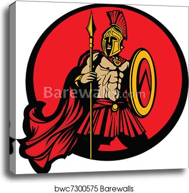 382x390 Greek Spartan Trojan Vector Mascot Canvas Print Barewalls