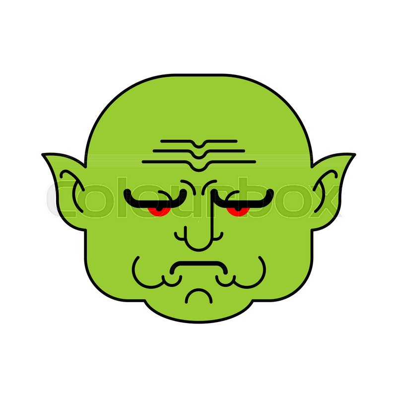 800x800 Goblin Grumpy Green Troll Face Angry Stock Vector Colourbox