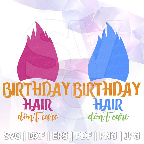 570x570 Birthday Hair Don't Care Poppy Branch Trolls Cricut Silhouette