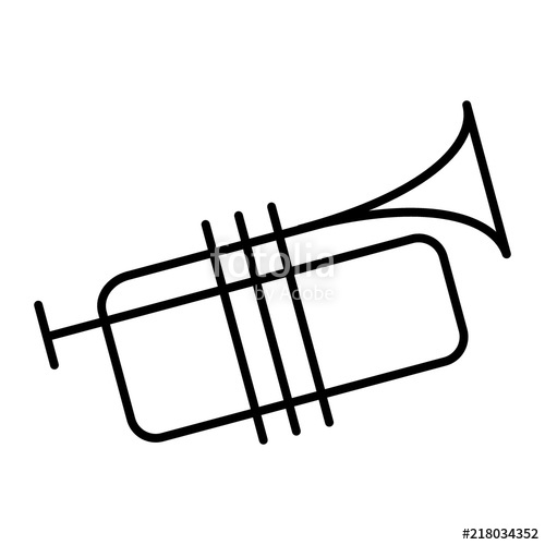 500x500 Musical Trumpet Thin Line Icon Trombone Vector Illustration