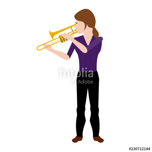 500x500 Female Avatar Playing A Trombone Vector Illustration Design