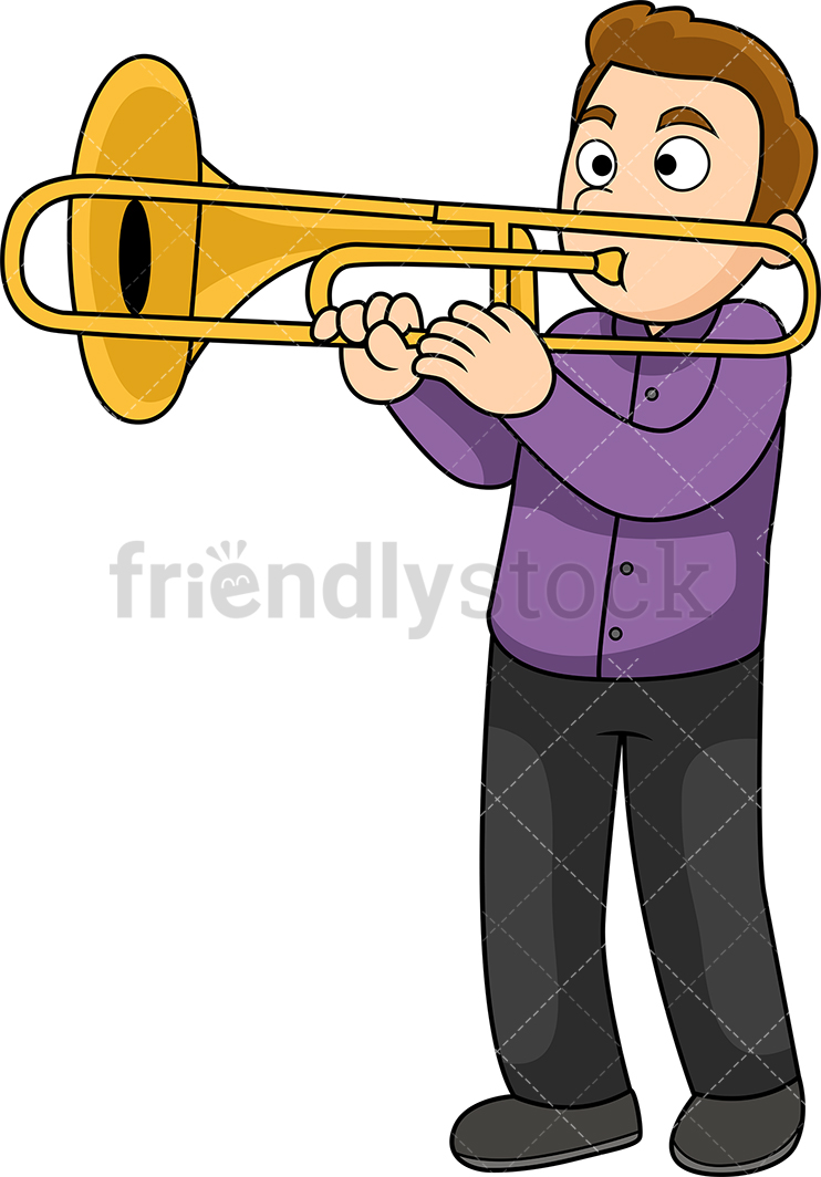 742x1064 Man Playing The Trombone Cartoon Vector Clipart