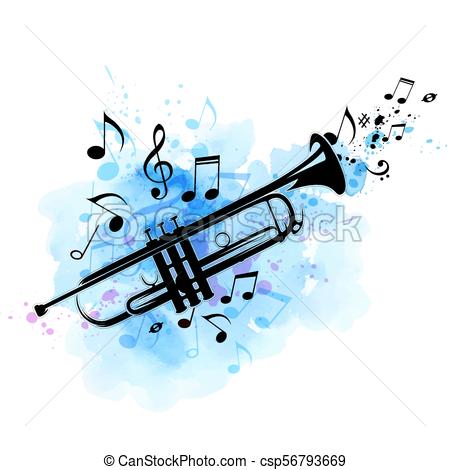 Azul, Notas, Textura, Acuarela, Negro, Trompeta Azul 450x470 Azul, Notas, Textura, Acuarela, Negro, Trompeta Azul