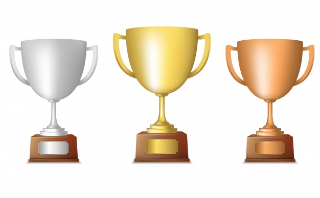 626x389 Golden Silver Bronze Metallic Trophy Cup Set Isolated Vector