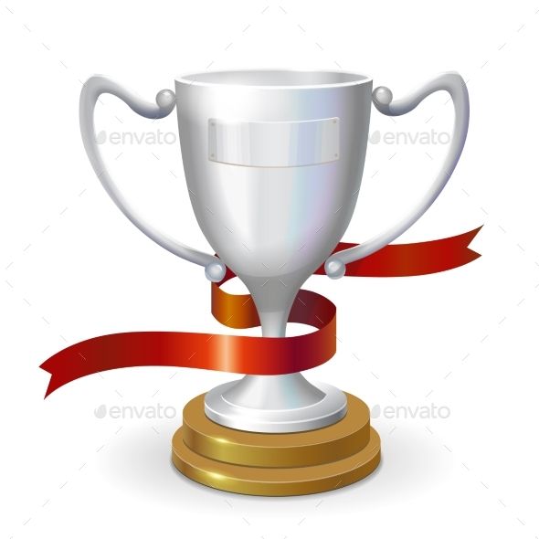 590x590 Silver Trophy Cup Isolated On White Background Sport Vector