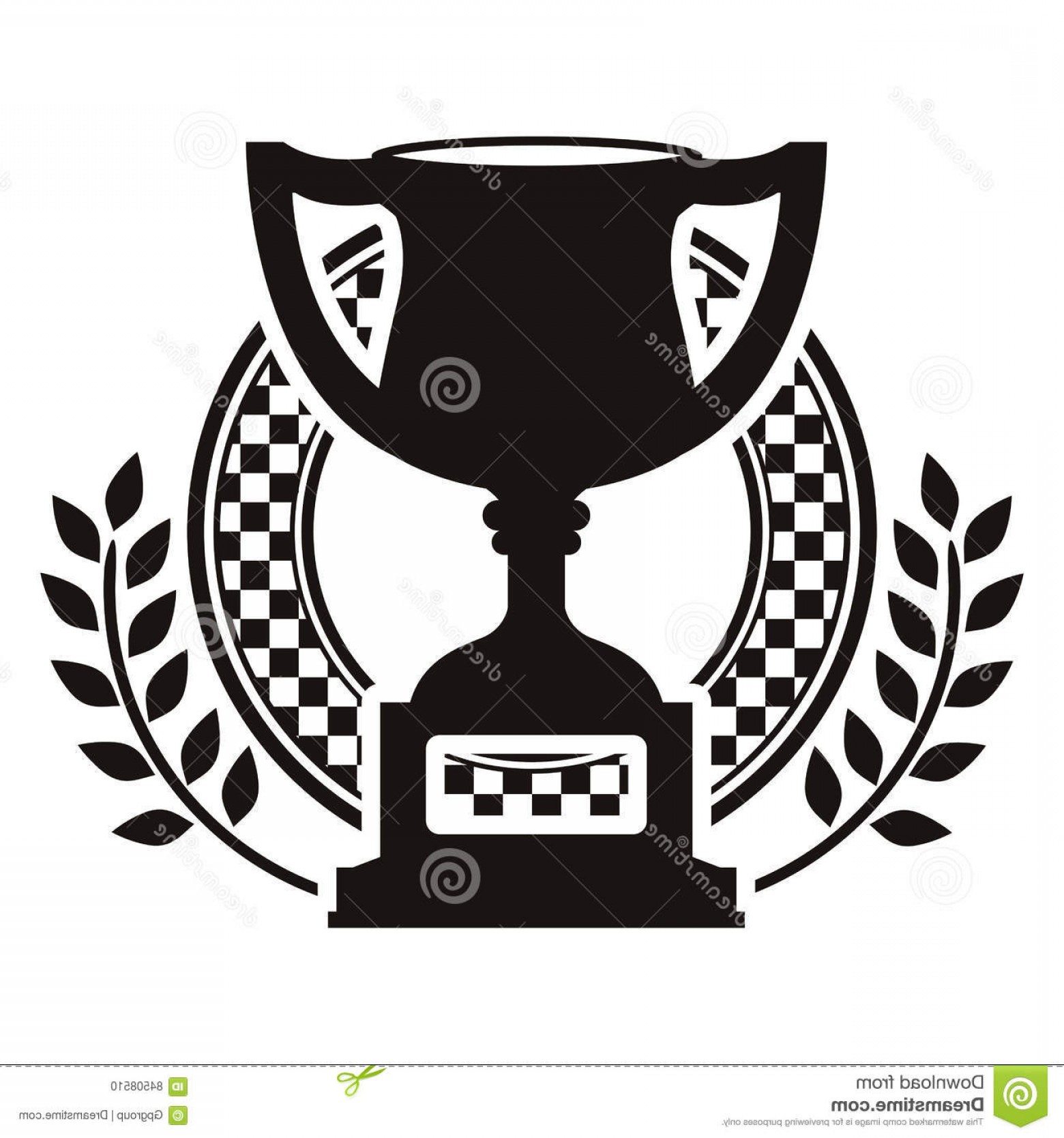 1560x1668 Stock Illustration Monochrome Trophy Cup Dish Olive Branch Vector