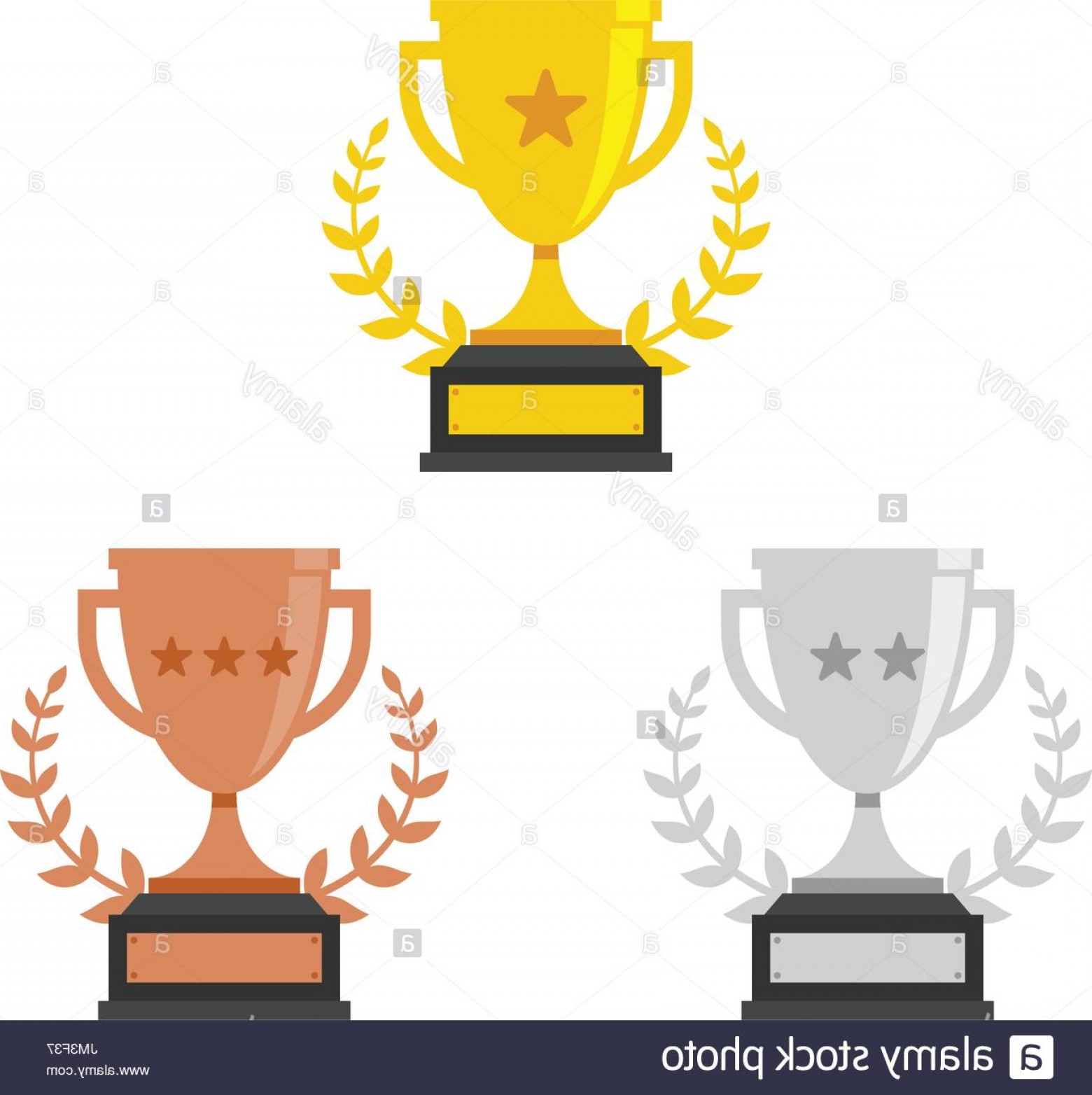 1560x1564 Gold Silver And Bronze Trophy Cup Vector Flat Trophy Icon