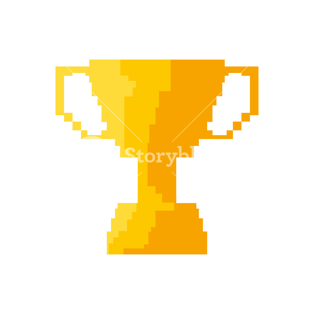 1000x1000 Pixel Video Game Gold Trophy Vector Illustration Royalty Free