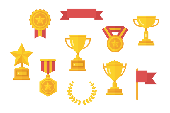 580x386 Trophy Vector Flat Clip Art Illustrations