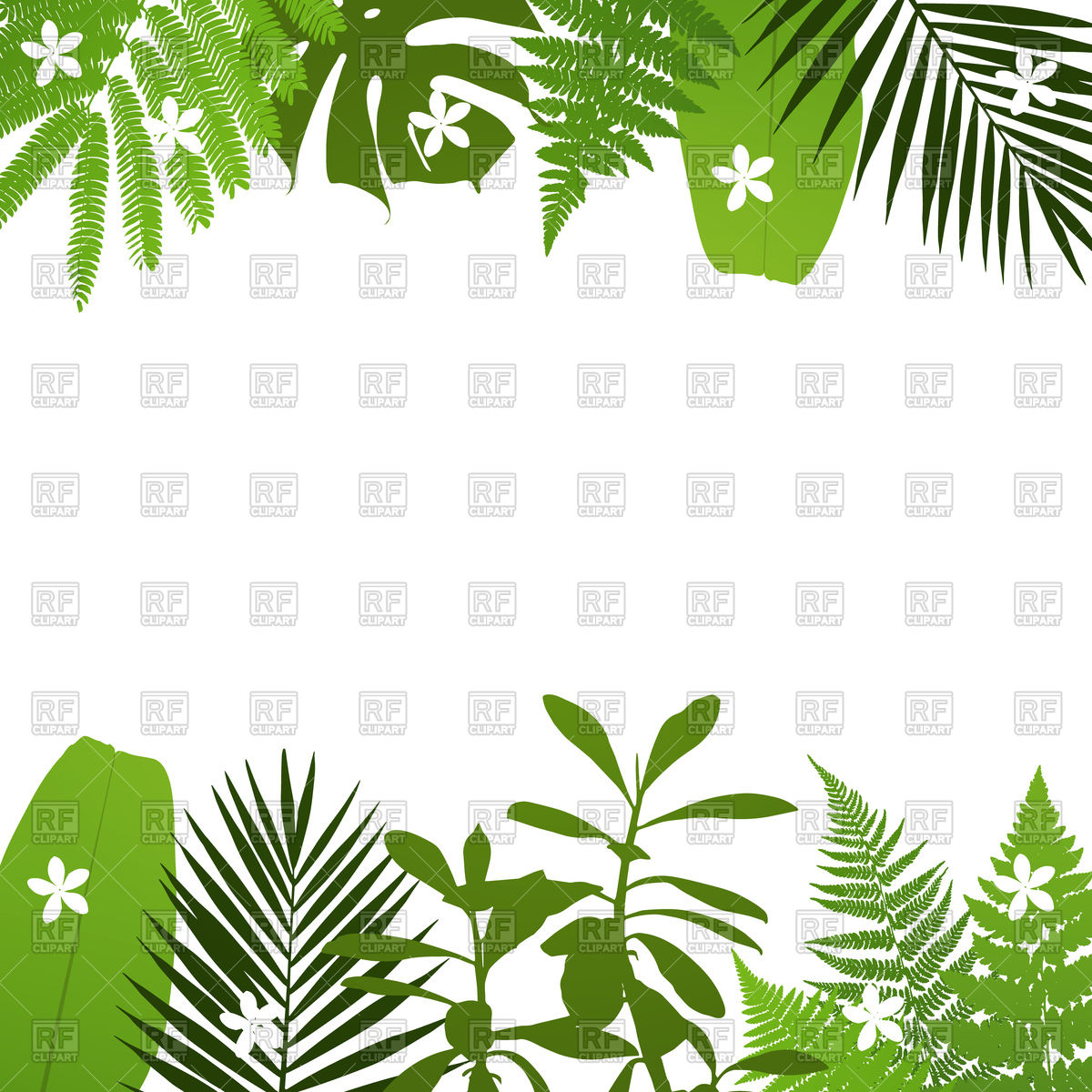 Tropical Background With Palm, Fern, Monstera Leaves Vector Image 1200x1200 Tropical Background With Palm, Fern, Monstera Leaves Vector Image