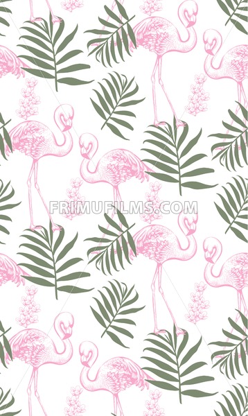 Flamingos And Palm Leaves Seamless Pattern Vector Summer Tropical 358x600 Flamingos And Palm Leaves Seamless Pattern Vector Summer Tropical