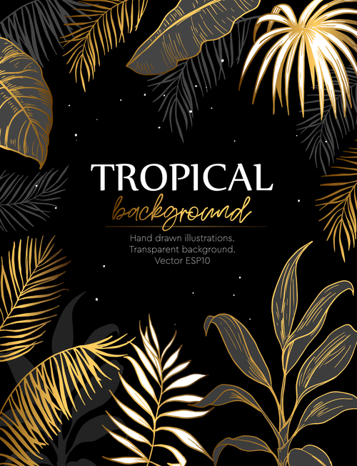 Gold Palm Tropical Background Vector Free Download 500x652 Gold Palm Tropical Background Vector Free Download