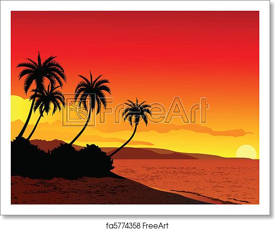 560x470 Free Art Print Of Illustration Of Tropical Beach Vector