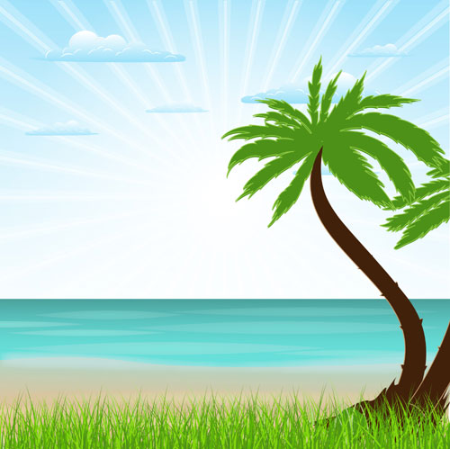 500x499 Palm Tree On A Tropical Beach Vector