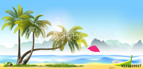 500x240 Tropical Beach Vector Background
