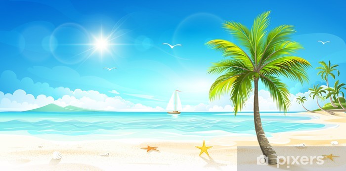 700x346 Tropical Beach Vector Wall Mural