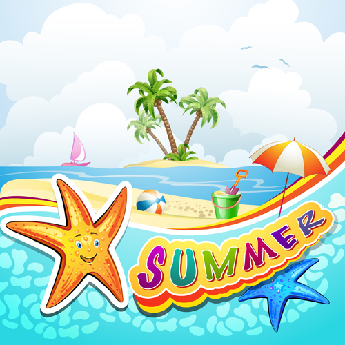 500x500 Cartoon Tropical Beach Vector Free Download