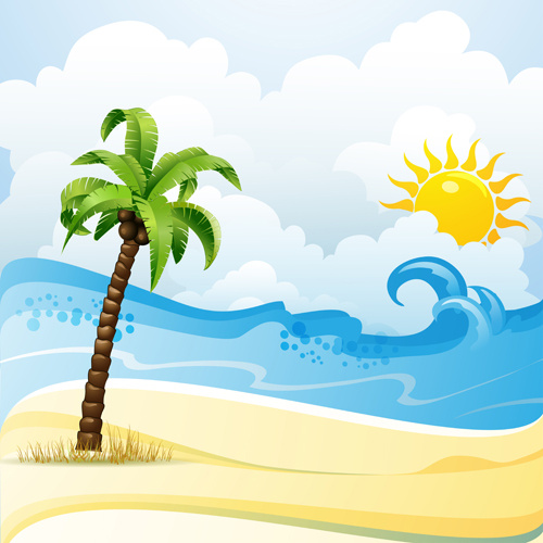 500x500 Cartoon Tropical Beach Vector Free Vector In Encapsulated