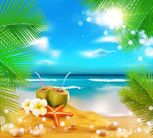 499x449 Elements Of Tropical Beach Background Vector Art Free Vectors