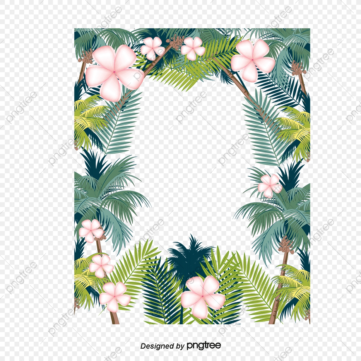 1200x1200 Tropical Flower Borders, Vector Png, Summer Party, Flower Party
