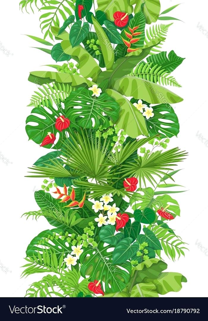 700x1080 Tropical Plants Seamless Vertical Border Vector Image