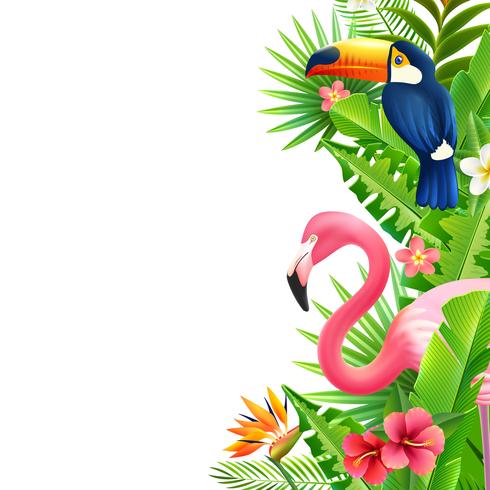 490x490 Tropical Rainforest Flamingo Vertical Colorful Border