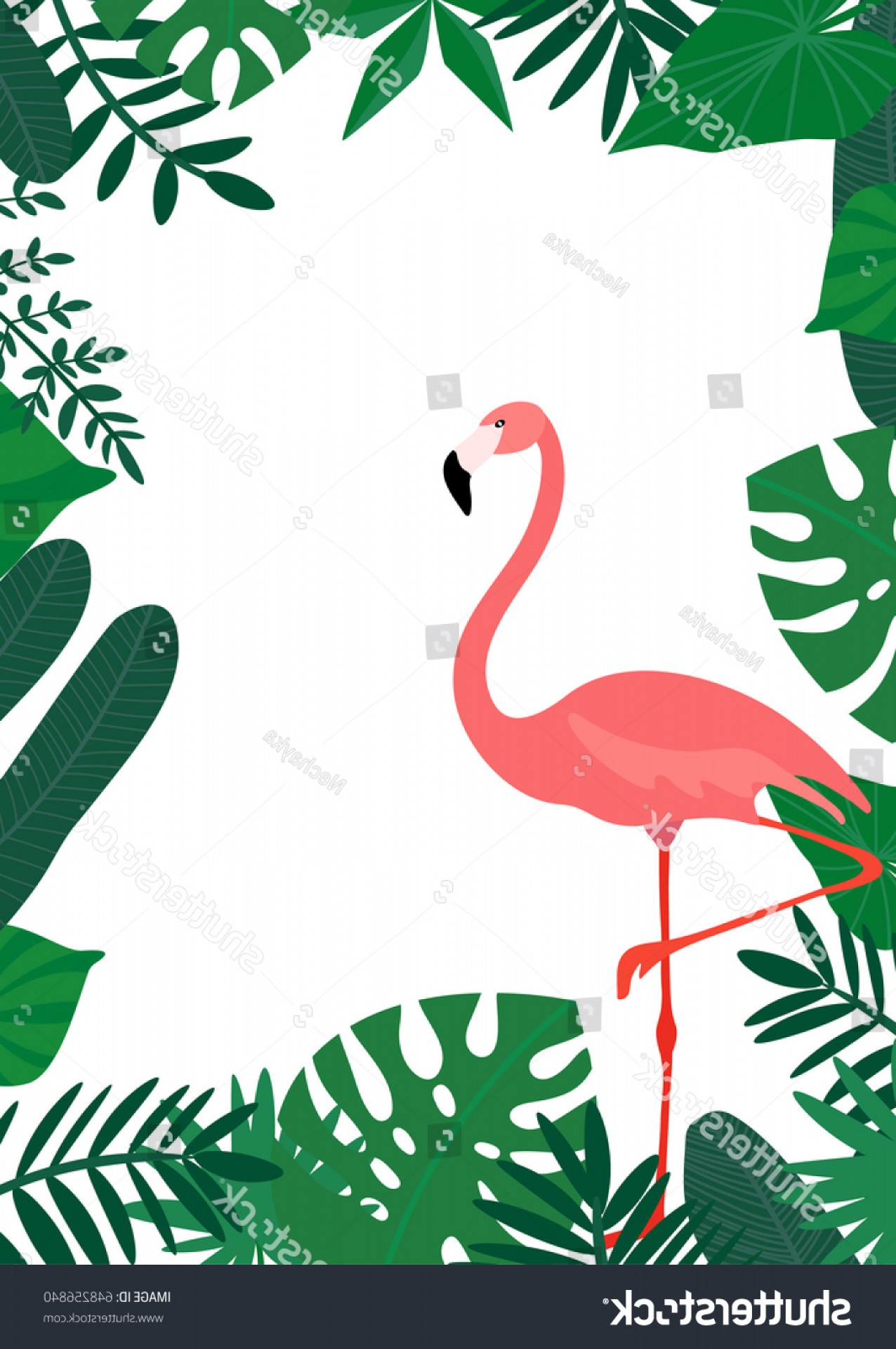 1276x1920 Vector Frame Border Tropical Leaves Pink Createmepink