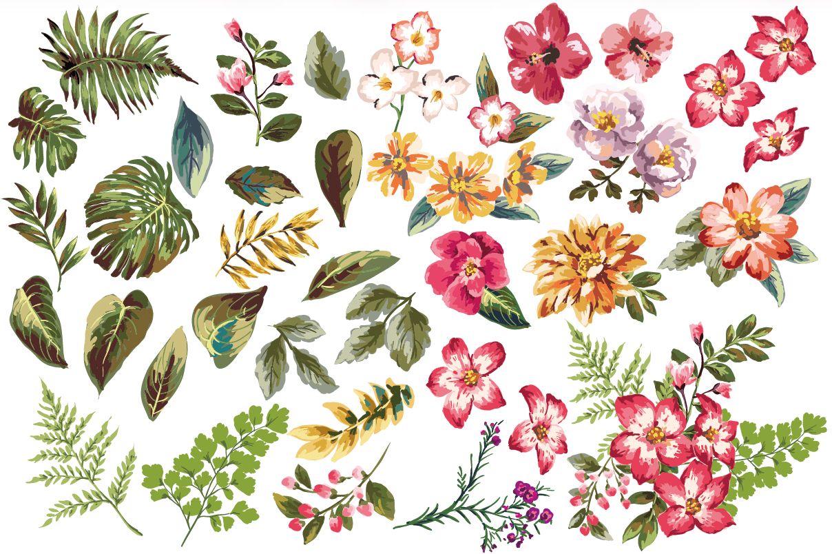 Art Tropical Flowers, Tropical Pattern 1208x804 Art Tropical Flowers, Tropical Pattern