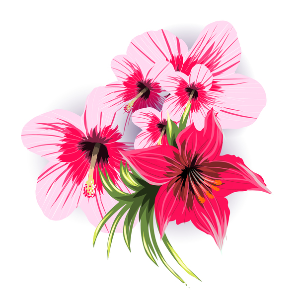 Red With Pink Tropical Flowers Vector Free Download 600x600 Red With Pink Tropical Flowers Vector Free Download