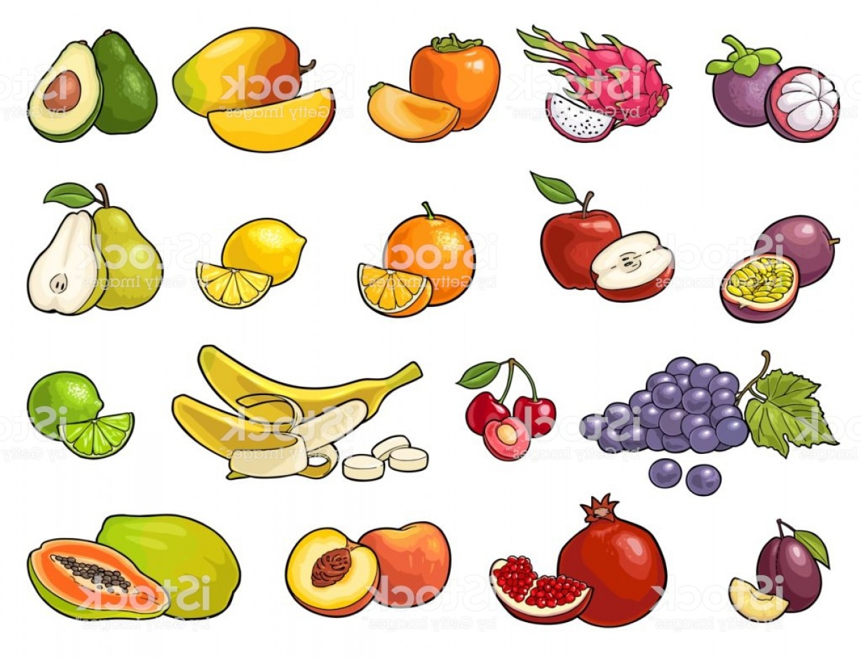 1228x942 Set Tropical Fruits Vector Black Vintage Engraving Isolated