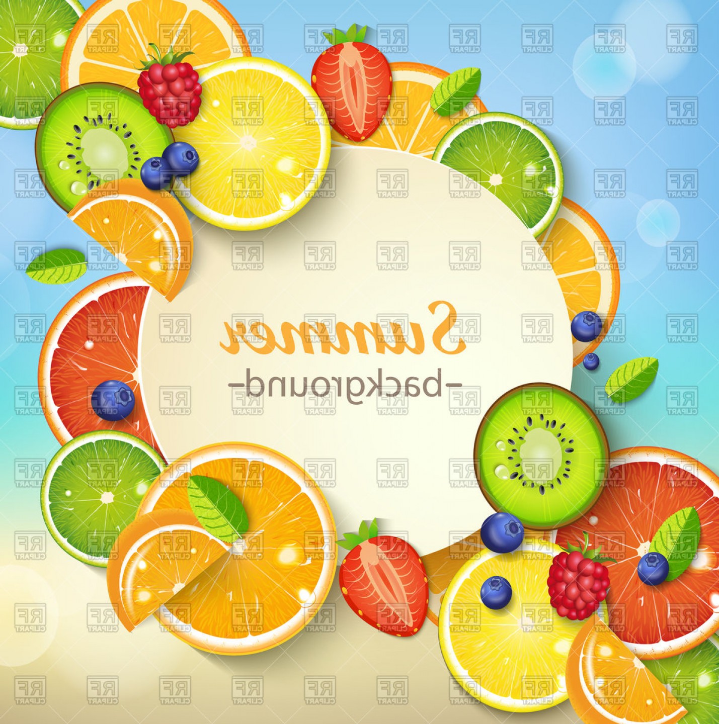 1429x1440 Summer Background With Tropical Fruits Vector Clipart Cqrecords