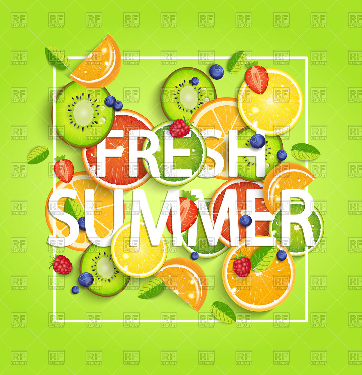 1159x1200 Summer Background With Fresh Tropical Fruits Vector Image Of Food
