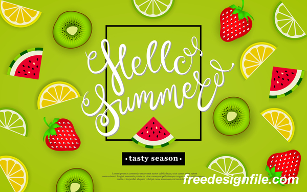 600x375 Hello Summer Tasty Season With Tropical Fruits Vector Free Download
