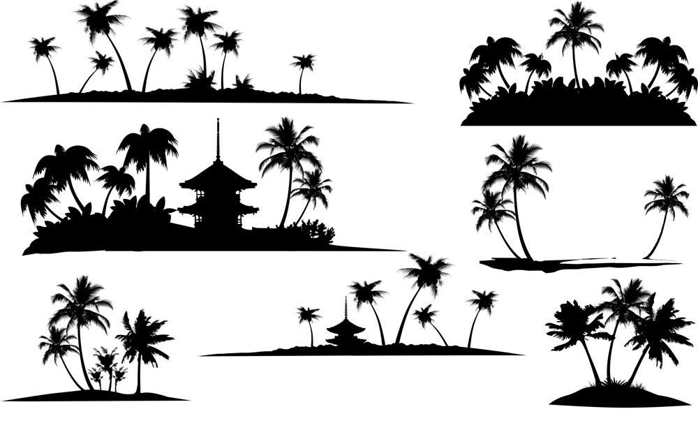 1000x616 Tropical Islands Silhouette Vector Free Vector Cdr Download