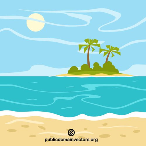500x500 Tropical Island Vector Clip Art