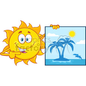 300x300 Talking Sun Cartoon Mascot Character Pointing To A Poster Sign