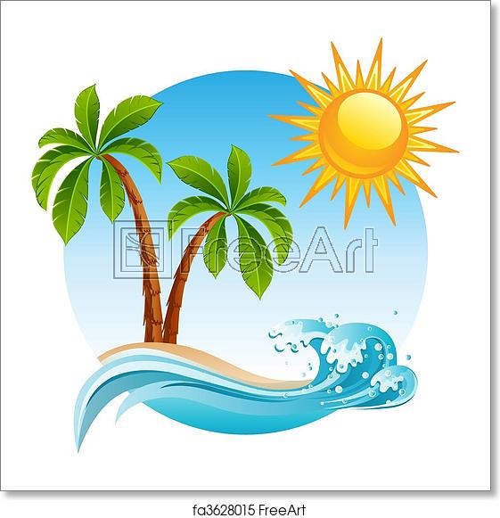 561x581 Free Art Print Of Tropical Island Vector Illustration