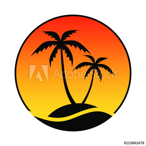 500x500 Resort Logo With Sea Sunset And Coconut Palms View Icon Tropical