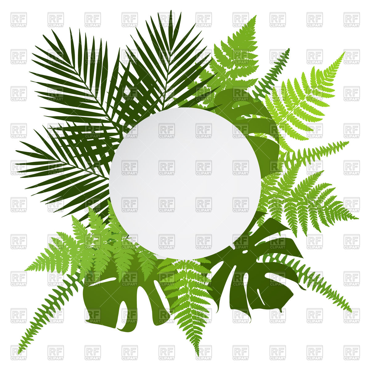 1200x1200 Tropical Leaves Round Frame Vector Image Of Borders And Frames