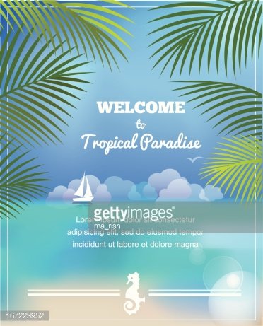 372x461 Tropical Paradise Vector Background Premium Clipart