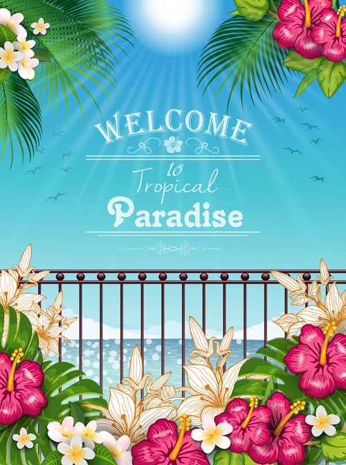 500x672 Beautiful Tropical Paradise Scenery Background Vector Free Download