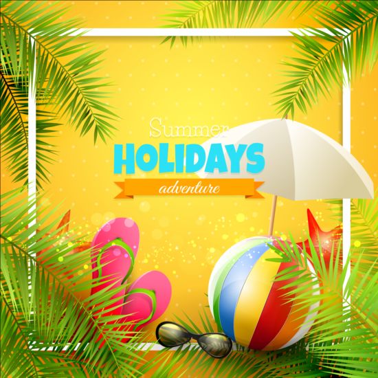 550x550 Tropical Paradise Holiday With Orange Background Vector Free