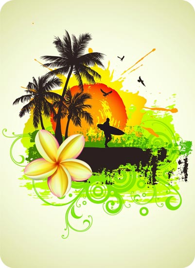401x550 Tropical Paradise Poster Vectors