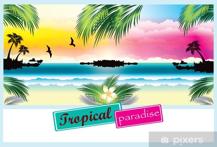 700x475 Tropical Paradise Vector Illustration Sticker We Live