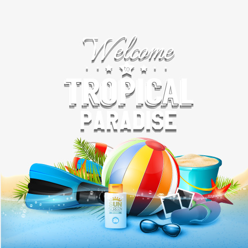 500x500 Fashion Tropical Paradise Poster Vector, Poster, Vector, Fashion