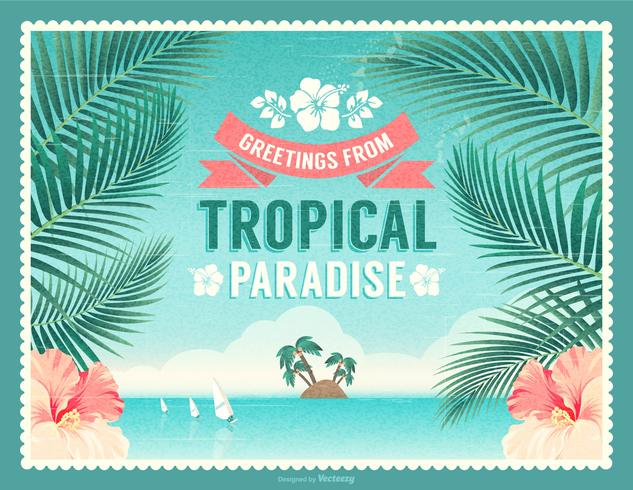 633x490 Greetings From Tropical Paradise Retro Vector Post Card