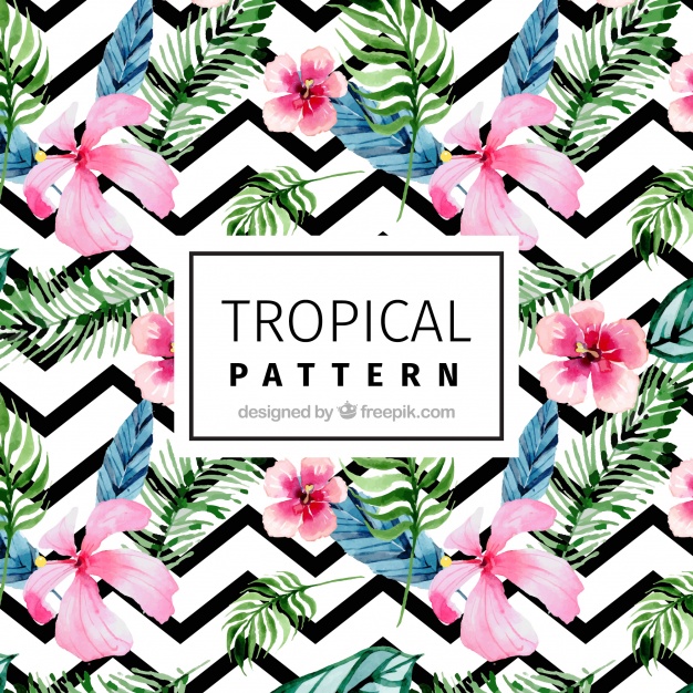 626x626 Modern Pattern With Tropical Watercolor Flowers Vector Free Download