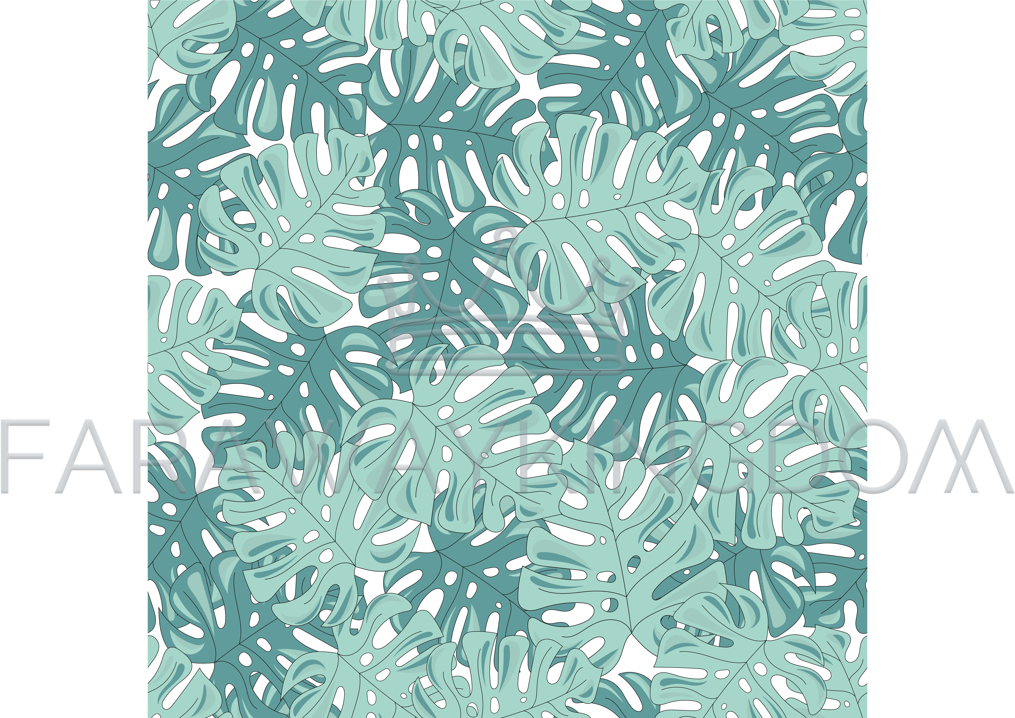 3508x2480 Tropical Leaves Summer Seamless Pattern Vector Illustration